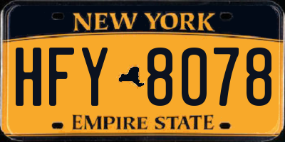 NY license plate HFY8078
