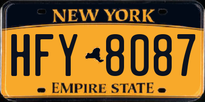NY license plate HFY8087