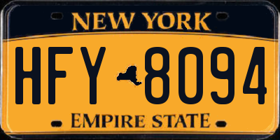 NY license plate HFY8094