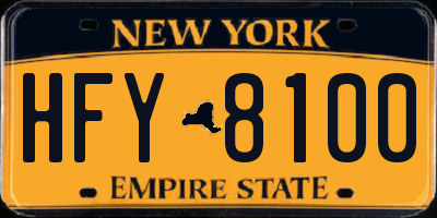NY license plate HFY8100