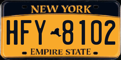 NY license plate HFY8102