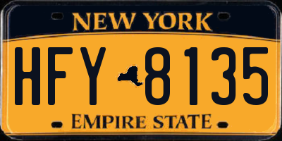 NY license plate HFY8135