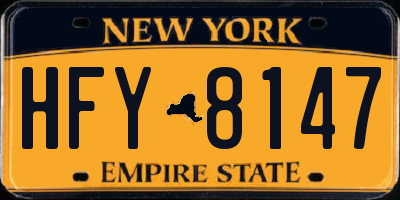 NY license plate HFY8147