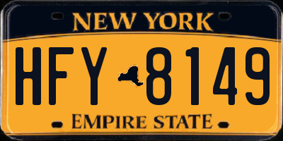 NY license plate HFY8149