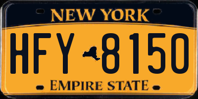 NY license plate HFY8150