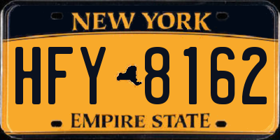 NY license plate HFY8162