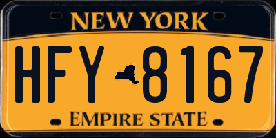 NY license plate HFY8167
