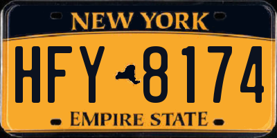 NY license plate HFY8174