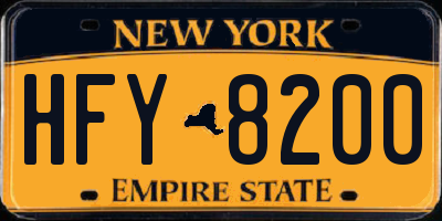 NY license plate HFY8200