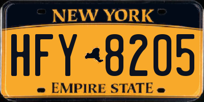NY license plate HFY8205
