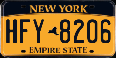 NY license plate HFY8206