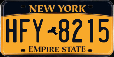 NY license plate HFY8215