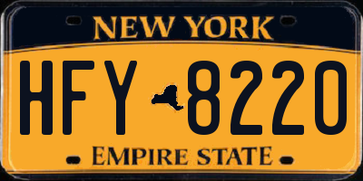 NY license plate HFY8220