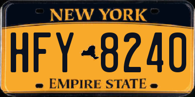 NY license plate HFY8240