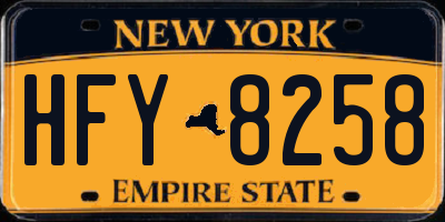 NY license plate HFY8258