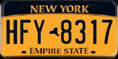 NY license plate HFY8317