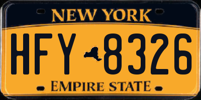 NY license plate HFY8326