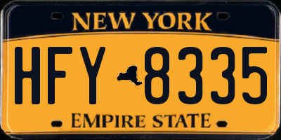 NY license plate HFY8335