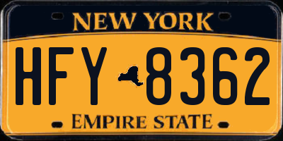 NY license plate HFY8362