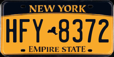 NY license plate HFY8372