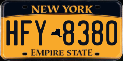 NY license plate HFY8380