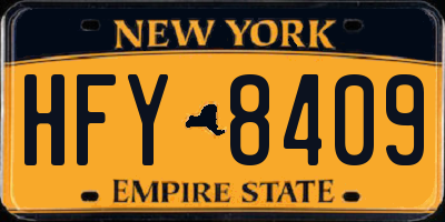 NY license plate HFY8409