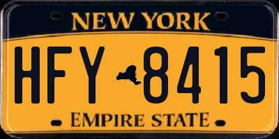 NY license plate HFY8415