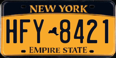 NY license plate HFY8421