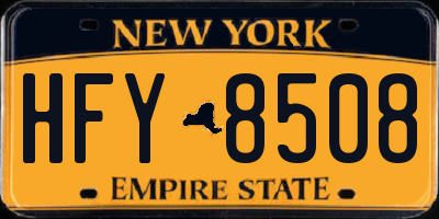 NY license plate HFY8508