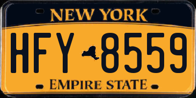 NY license plate HFY8559