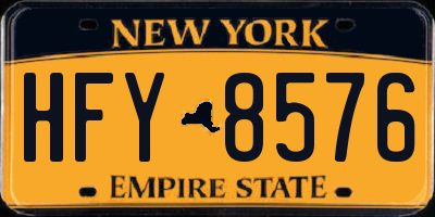NY license plate HFY8576