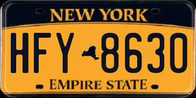 NY license plate HFY8630