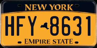 NY license plate HFY8631