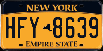 NY license plate HFY8639