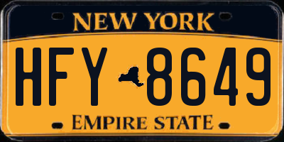 NY license plate HFY8649