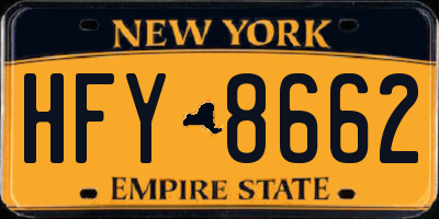NY license plate HFY8662