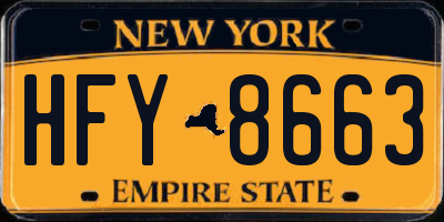 NY license plate HFY8663