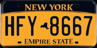 NY license plate HFY8667