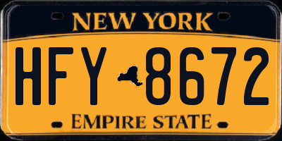 NY license plate HFY8672