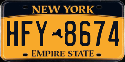 NY license plate HFY8674