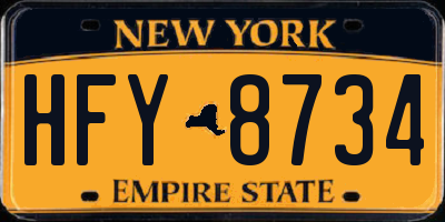 NY license plate HFY8734