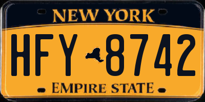 NY license plate HFY8742