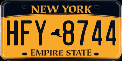 NY license plate HFY8744