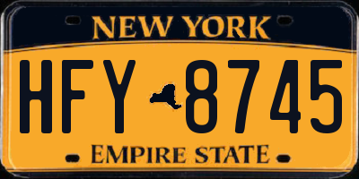 NY license plate HFY8745