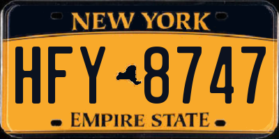 NY license plate HFY8747