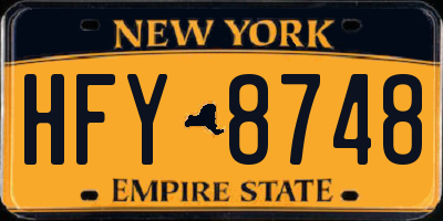 NY license plate HFY8748