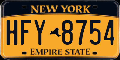 NY license plate HFY8754