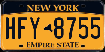 NY license plate HFY8755