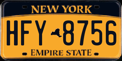 NY license plate HFY8756