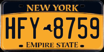 NY license plate HFY8759